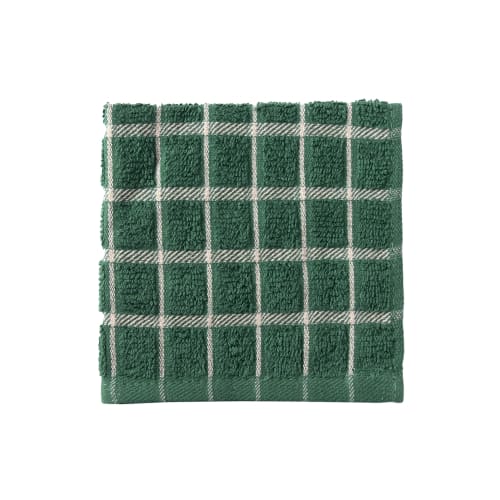 Ritz® Café Terry Dish Cloth, Solid Windowpane, 12x12, 0.85lbs/dz, Hunter Green/Putty
